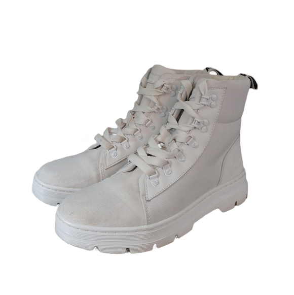 Dr. Martens Combs White Combat Boots Men\'s Size 8.5 High-Top Lug Sole Boots